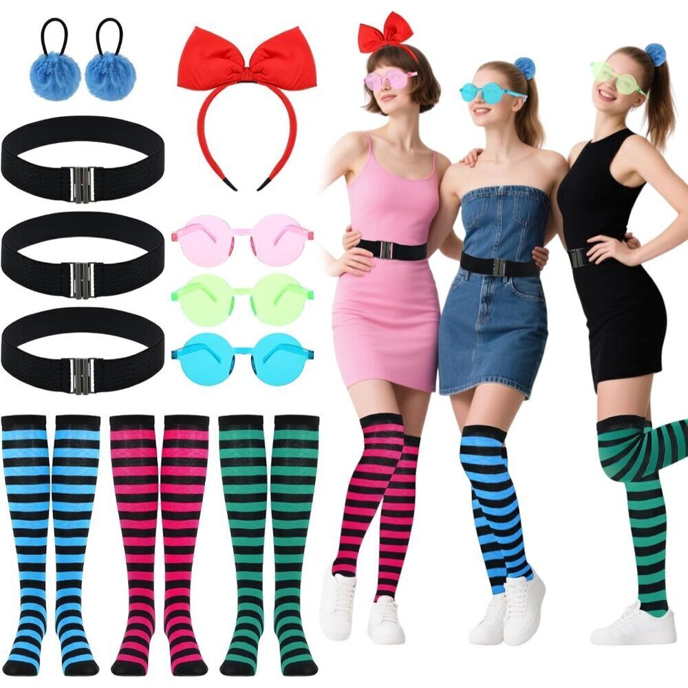 Halloween Anime Cosplay Accessories Set Sunglasses Belt Socks Hair Scrunchies